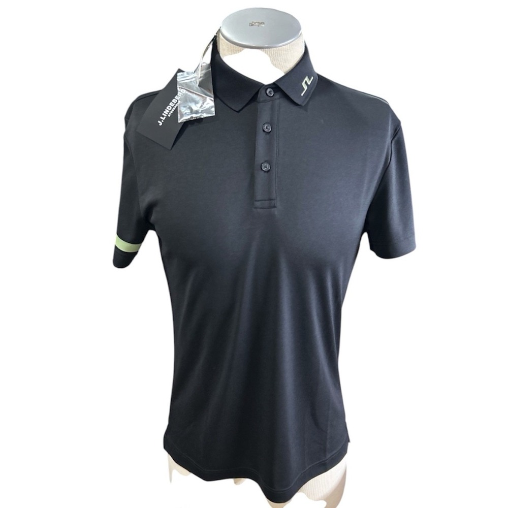 J.Lindeberg Hedge Regular Fit Golf Polo Shirt Mens Small Black GMJT14860